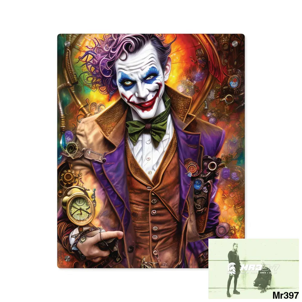 The Steampunk Joker Hearts Tribal Fractal Acrylic Wall Art Panels 16″ x 20″ (Vertical) / 0.25’’ Home Decor