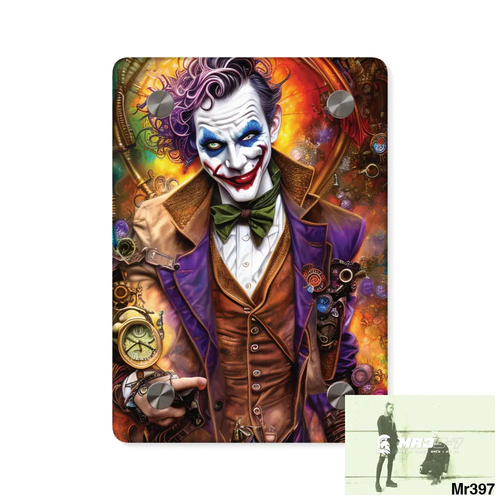 The Steampunk Joker Hearts Tribal Fractal Acrylic Wall Art Panels 5’’ x 7’’ (Vertical) / 0.25’’ Home Decor
