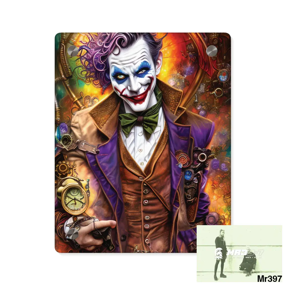 The Steampunk Joker Hearts Tribal Fractal Acrylic Wall Art Panels 8″ x 10″ (Vertical) / 0.25’’ Home Decor