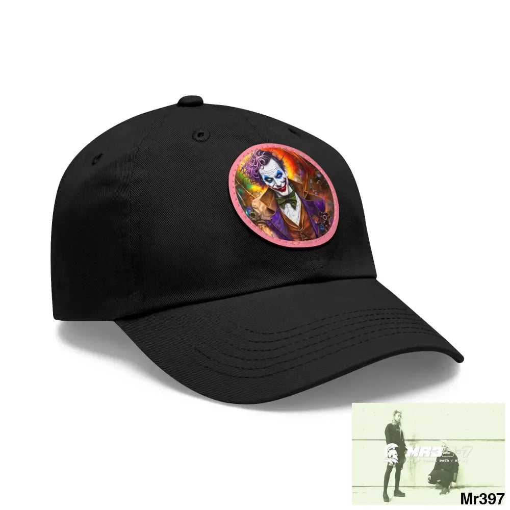 The Steampunk Joker Hearts Tribal Fractal Dad Hat with Leather Patch (Round) Hats