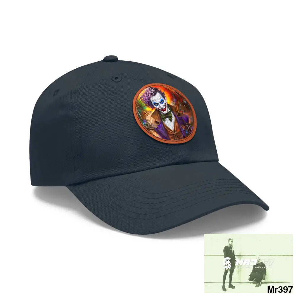 The Steampunk Joker Hearts Tribal Fractal Dad Hat with Leather Patch (Round) Hats