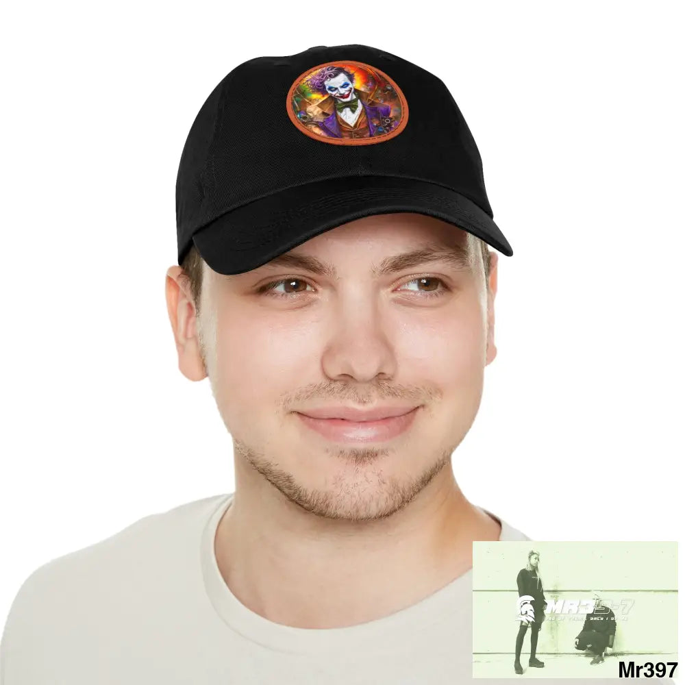 The Steampunk Joker Hearts Tribal Fractal Dad Hat with Leather Patch (Round) Hats