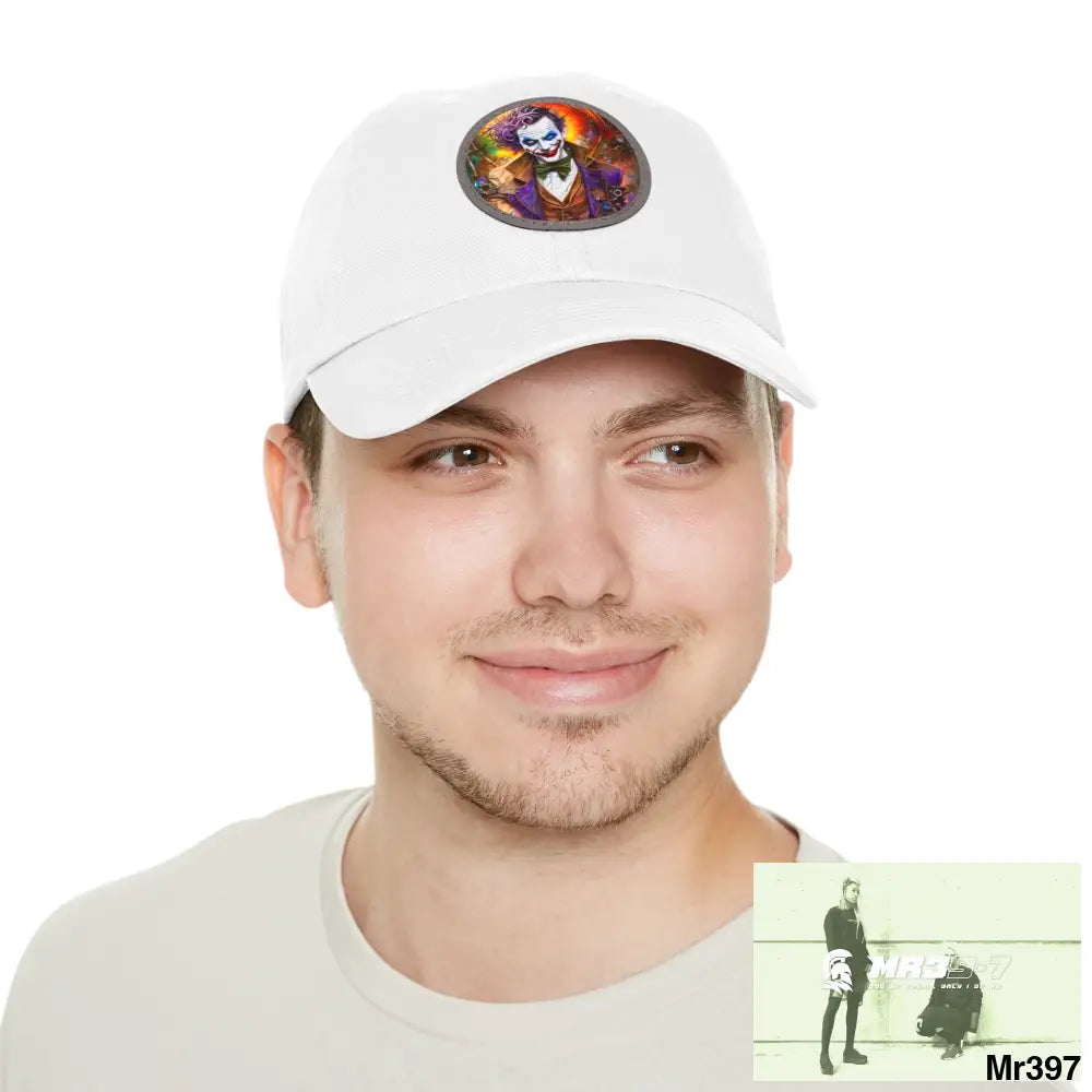 The Steampunk Joker Hearts Tribal Fractal Dad Hat with Leather Patch (Round) Hats