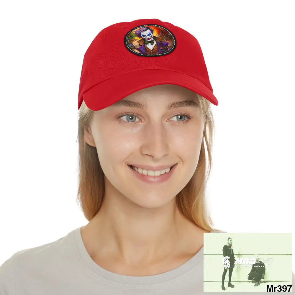 The Steampunk Joker Hearts Tribal Fractal Dad Hat with Leather Patch (Round) Hats