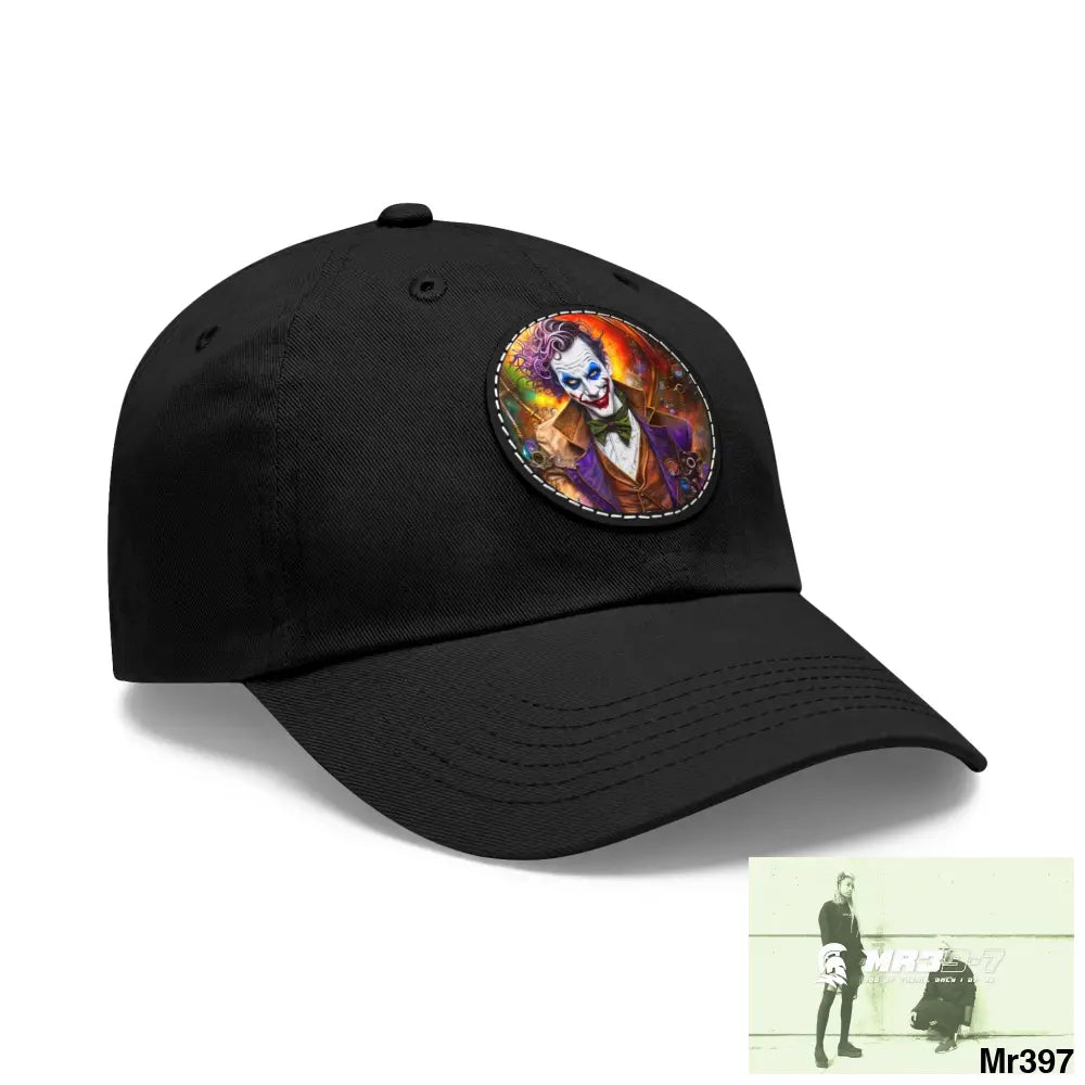 The Steampunk Joker Hearts Tribal Fractal Dad Hat with Leather Patch (Round) Hats