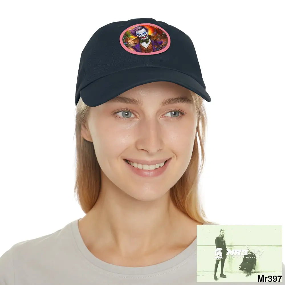 The Steampunk Joker Hearts Tribal Fractal Dad Hat with Leather Patch (Round) Hats