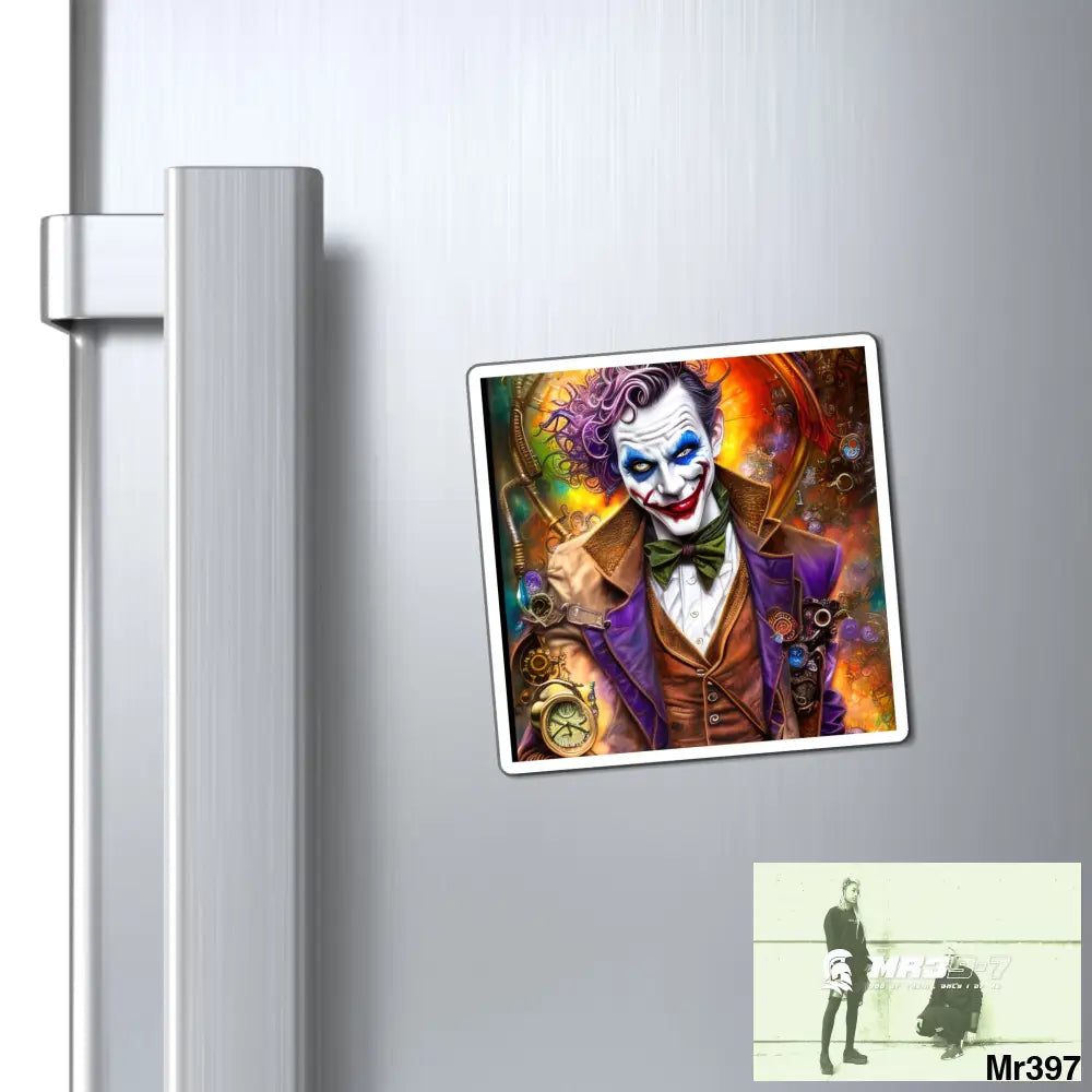 The Steampunk Joker Hearts Tribal Fractal Magnet 3’’ × 3’’ Paper products