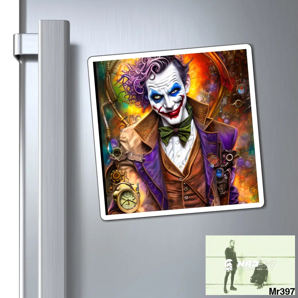 The Steampunk Joker Hearts Tribal Fractal Magnet 6’’ × 6’’ Paper products