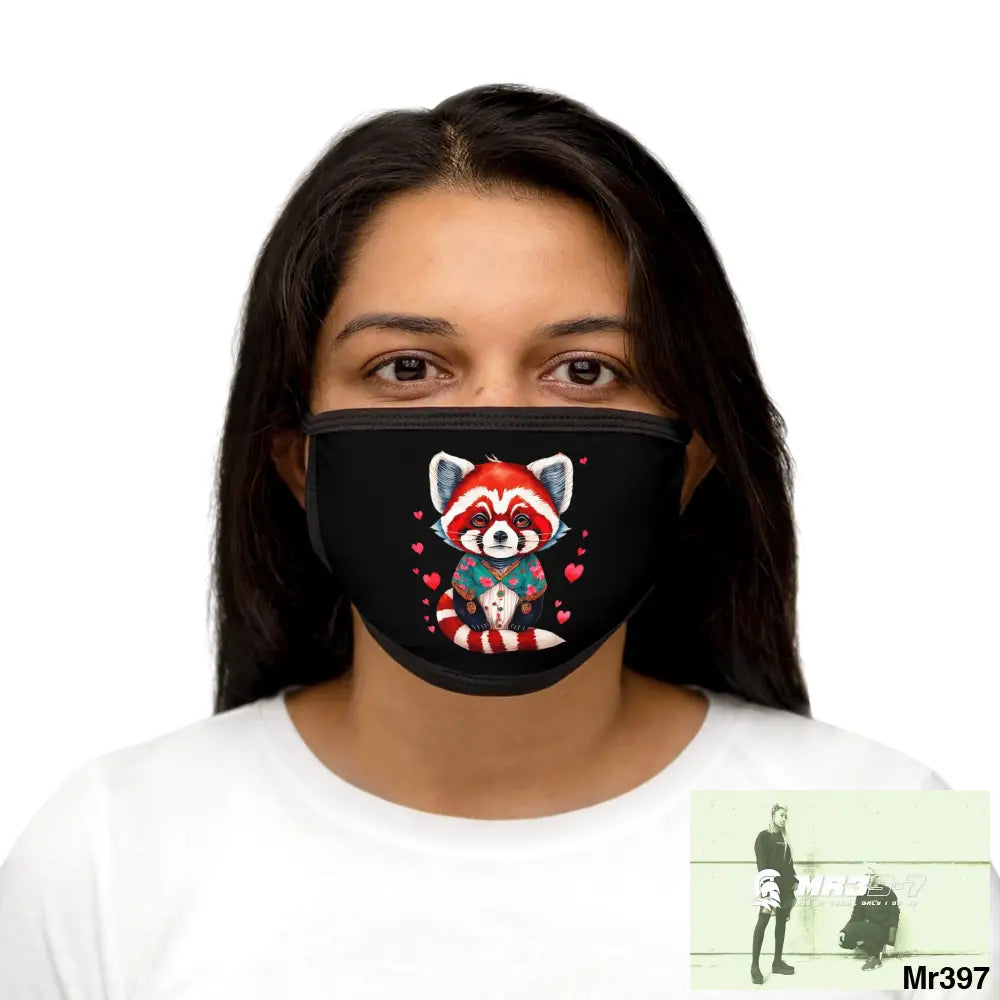 The Valentines Cute Red Panda Love Mixed-Fabric Face Mask One size Accessories