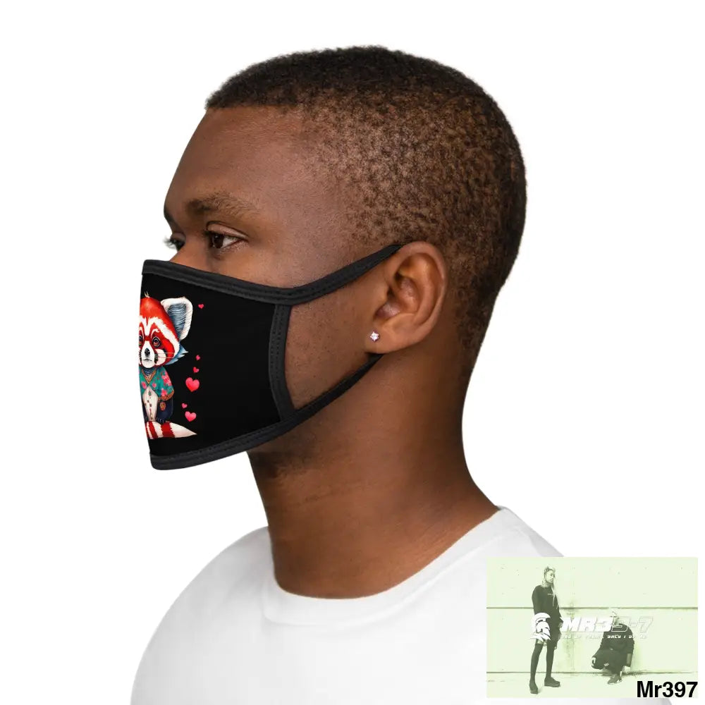 The Valentines Cute Red Panda Love Mixed-Fabric Face Mask One size Accessories