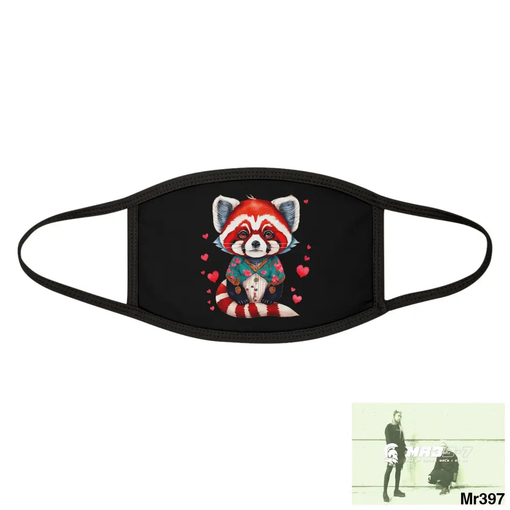 The Valentines Cute Red Panda Love Mixed-Fabric Face Mask One size Accessories