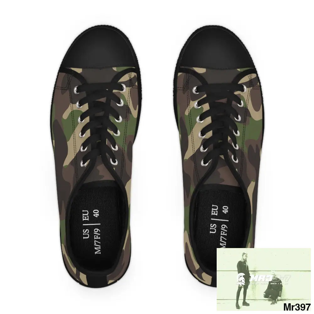 Traditional Camo Black Women’s Low Top Sneakers Shoes