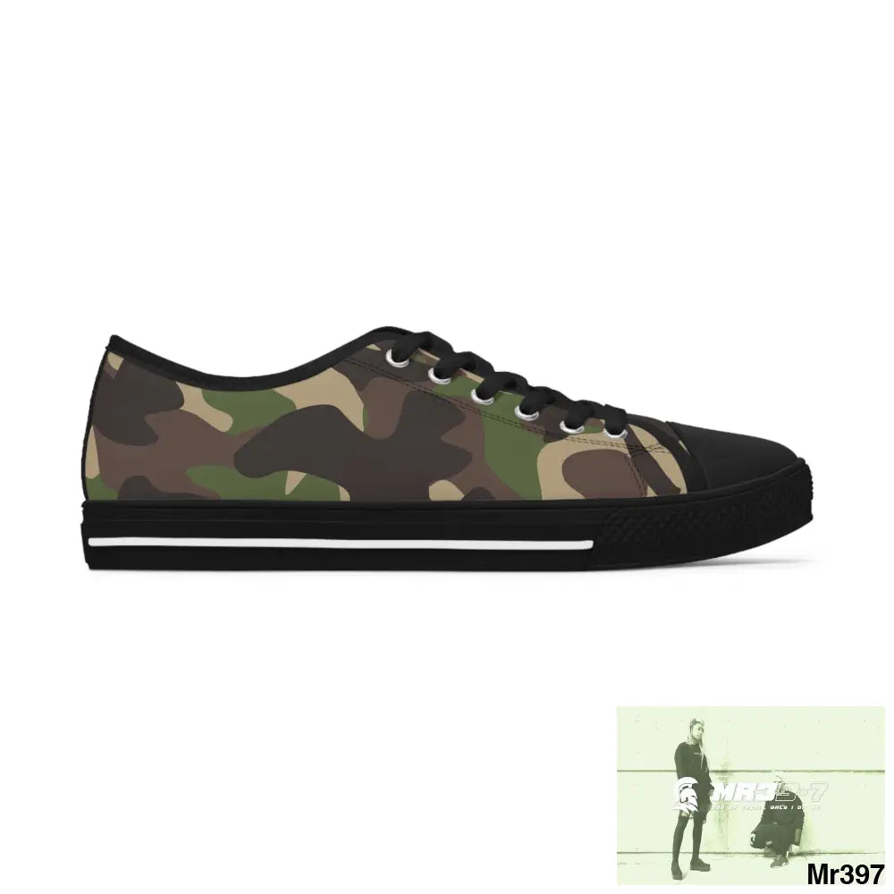 Traditional Camo Black Women’s Low Top Sneakers Shoes