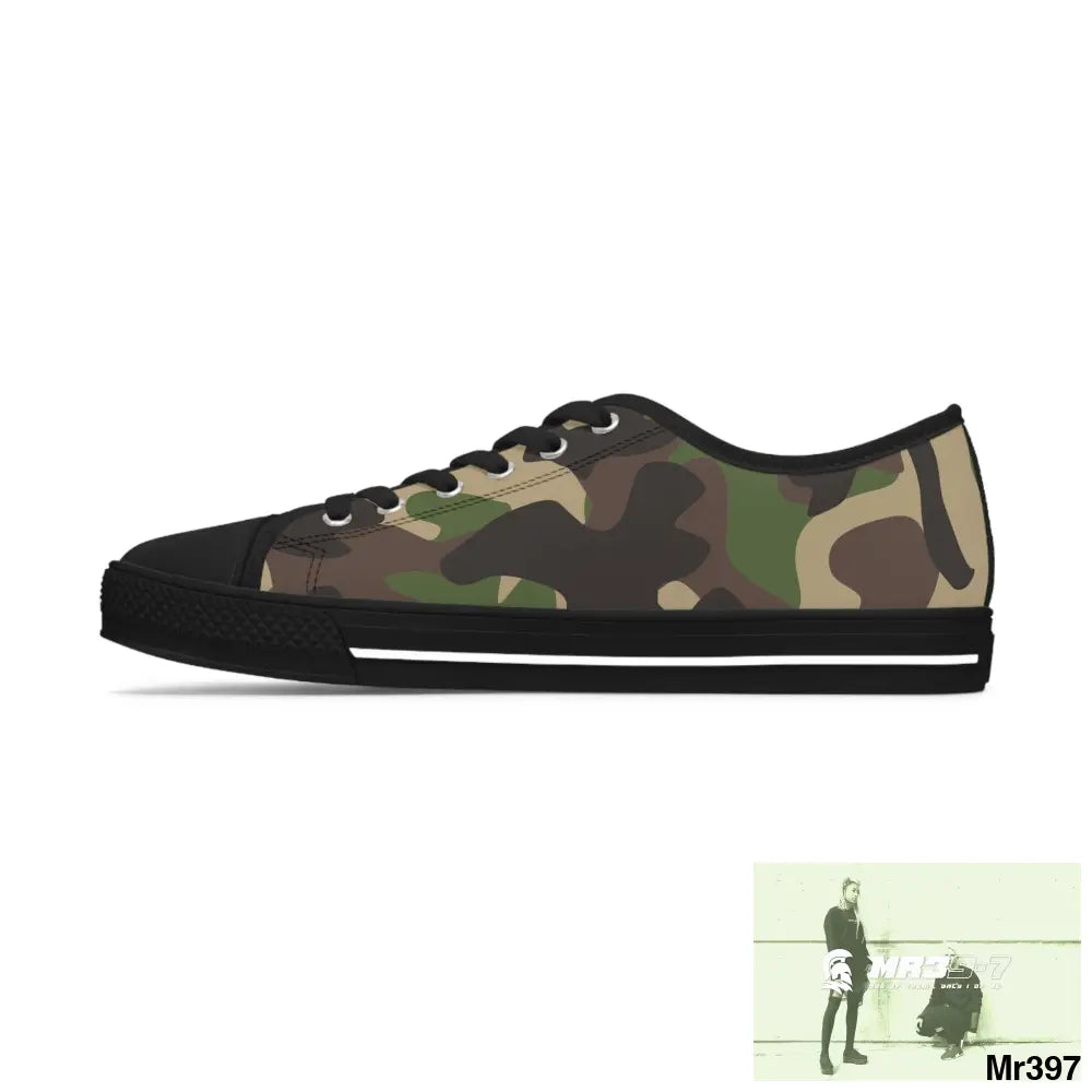 Traditional Camo Black Women’s Low Top Sneakers Shoes