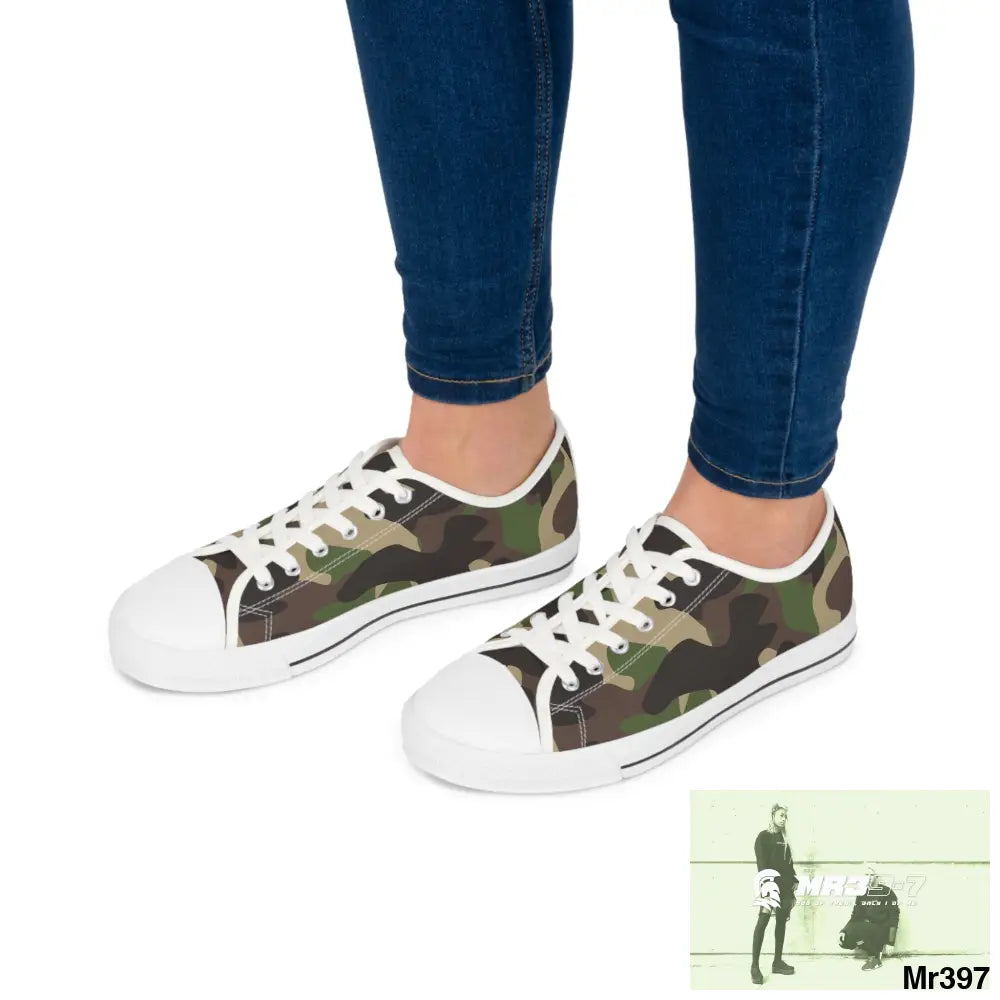 Traditional Camo White Women’s Low Top Sneakers Shoes