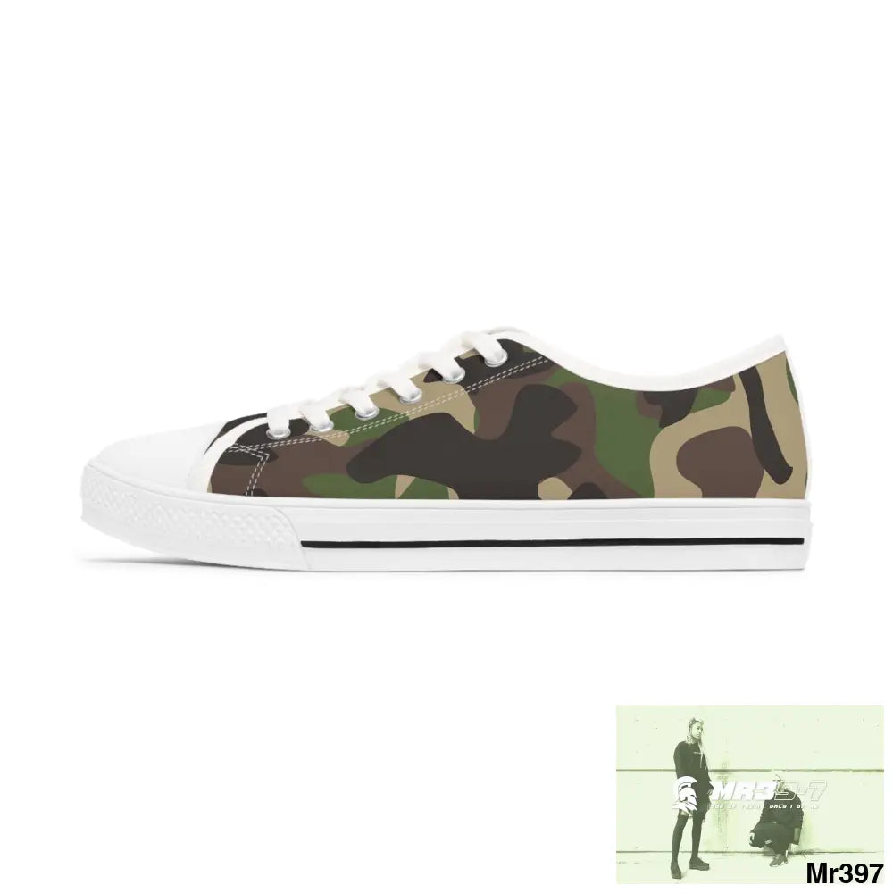 Traditional Camo White Women’s Low Top Sneakers Shoes