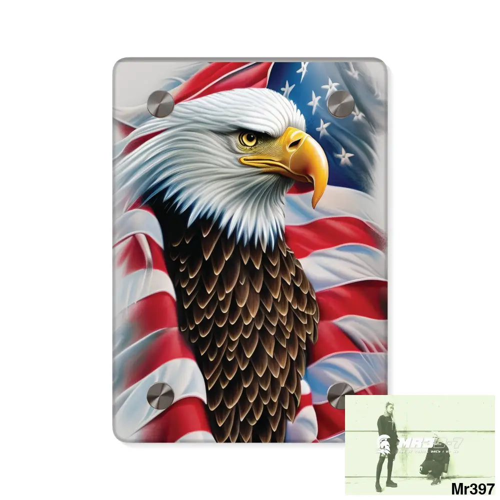 USA Eagle 32k Hyperrealistic Digital Graphic Acrylic Wall Art Panels 5’’ x 7’’ (Vertical) / 0.25’’ Home Decor