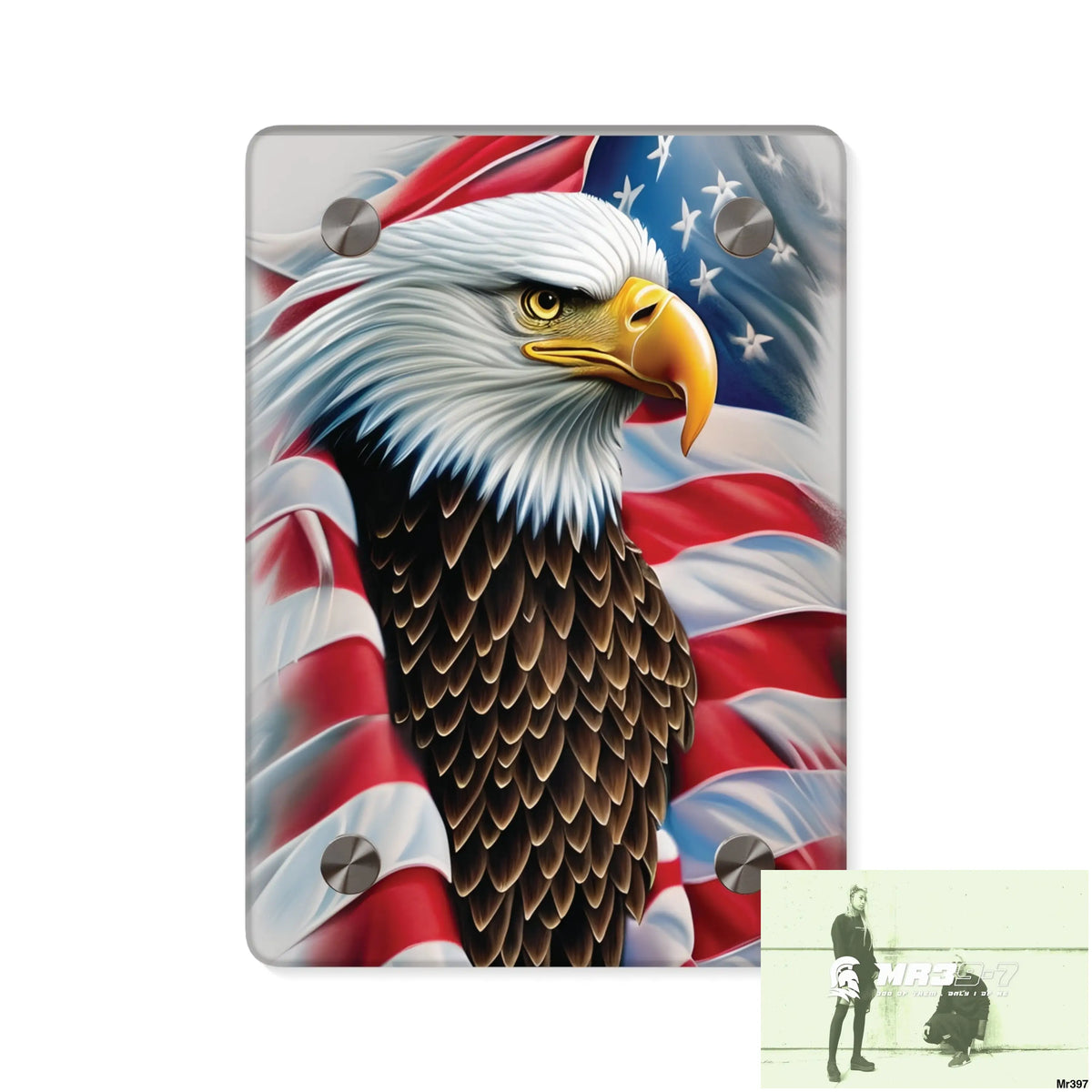 USA Eagle 32k Hyperrealistic Digital Graphic Acrylic Wall Art Panels 5’’ x 7’’ (Vertical) / 0.25’’ Home Decor