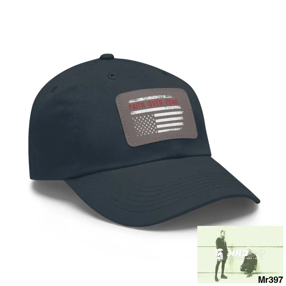 USA Faith over Fear Dad Hat with Leather Patch (Rectangle) Hats