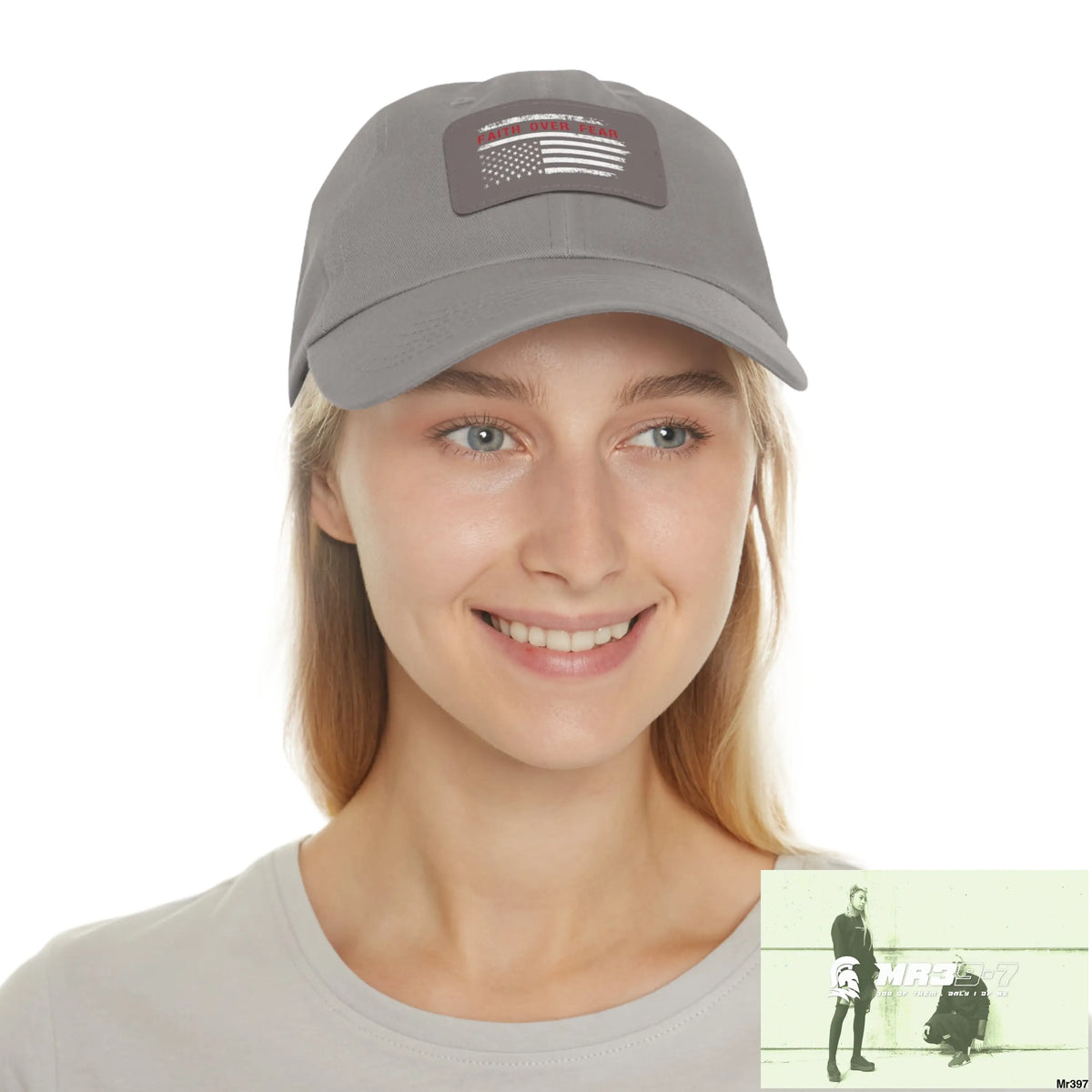 USA Faith over Fear Dad Hat with Leather Patch (Rectangle) Hats