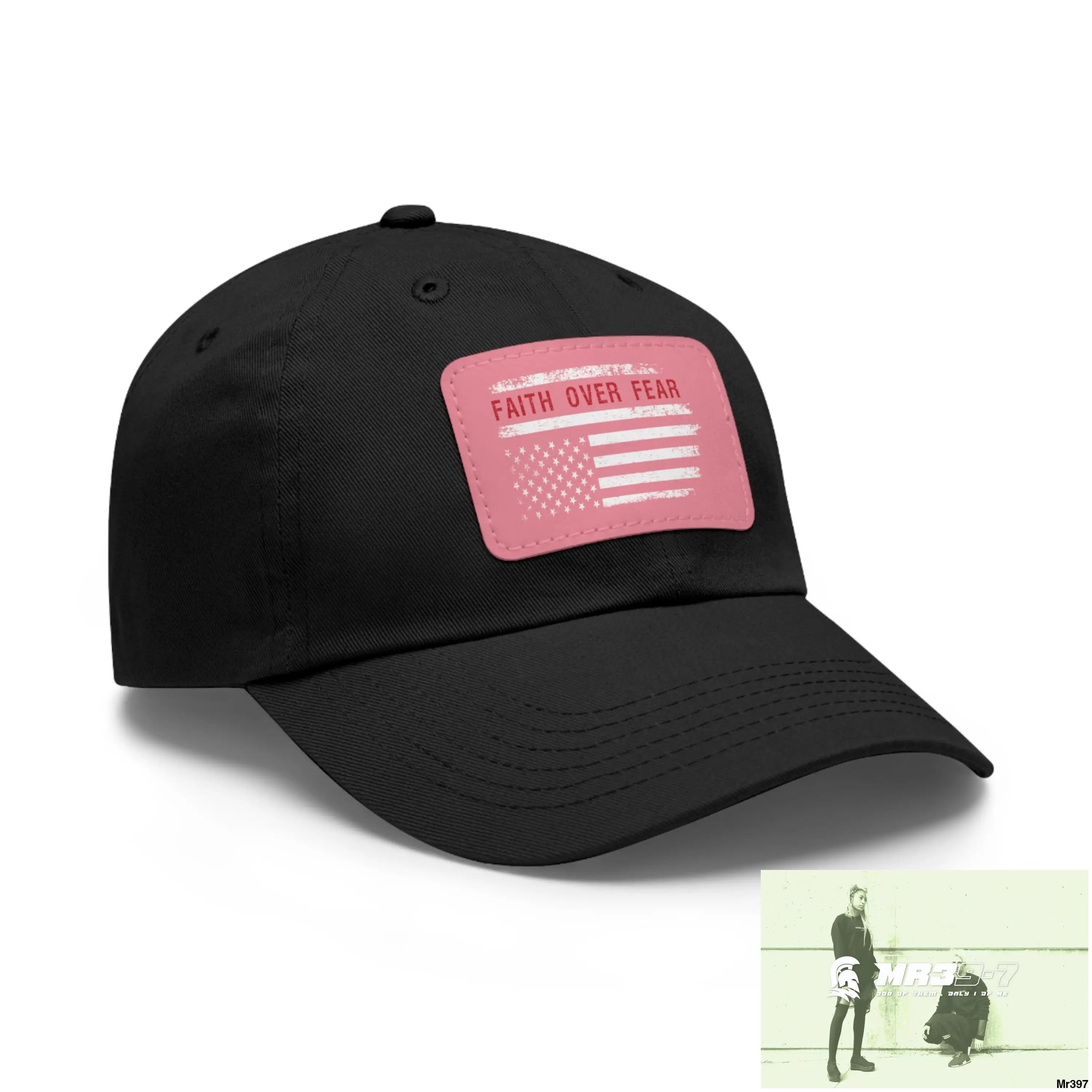 USA Faith over Fear Dad Hat with Leather Patch (Rectangle) Hats