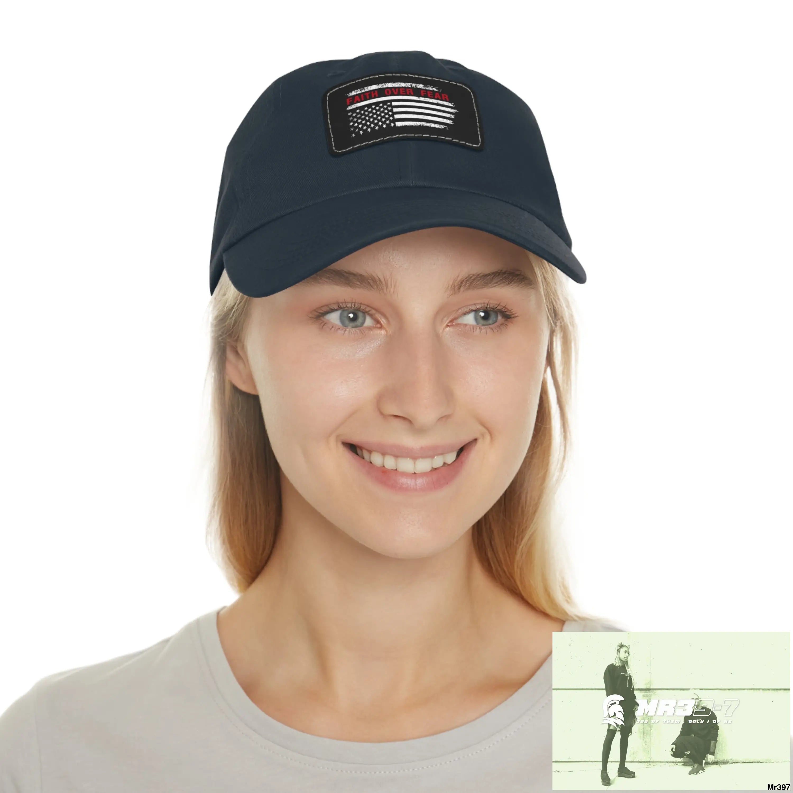 USA Faith over Fear Dad Hat with Leather Patch (Rectangle) Hats