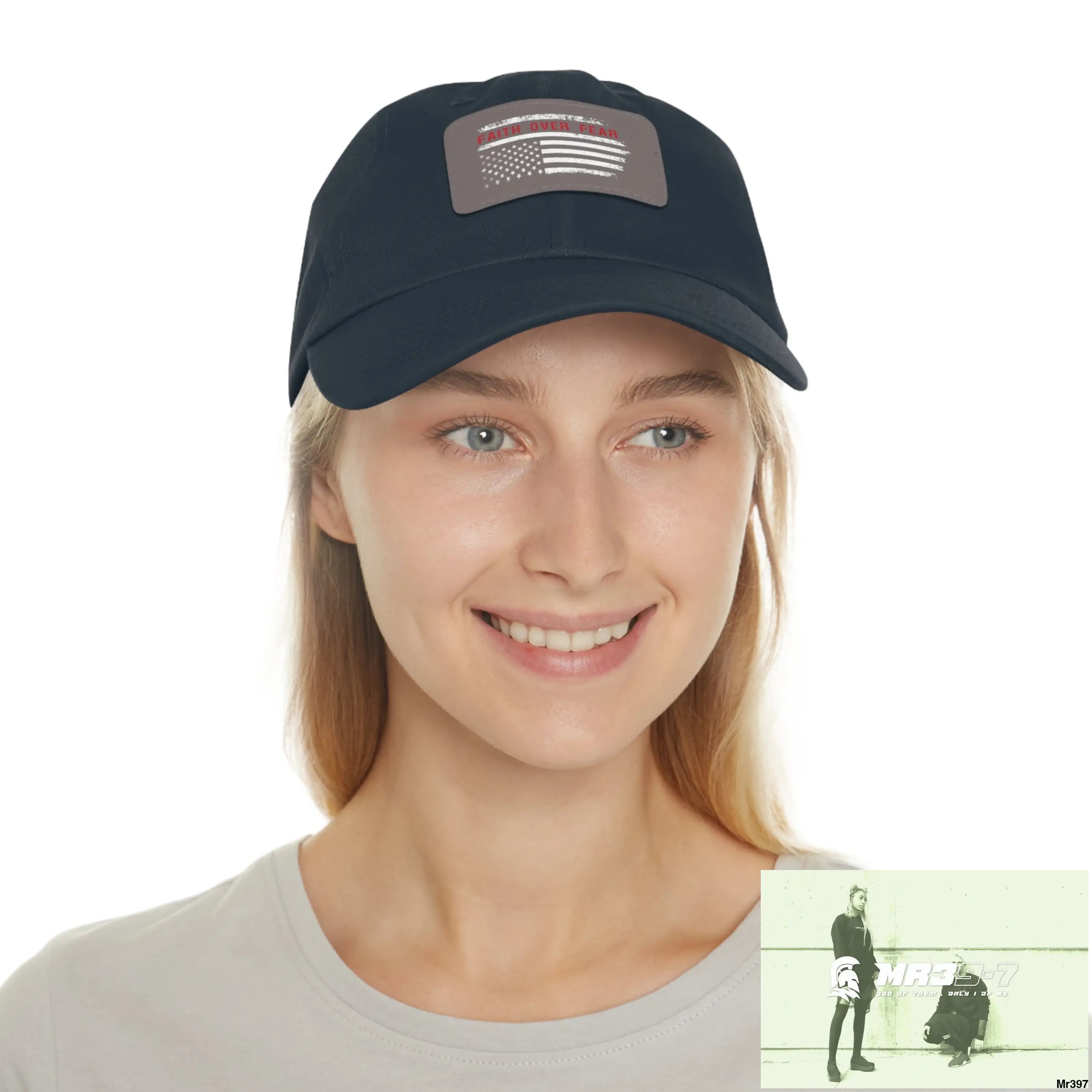 USA Faith over Fear Dad Hat with Leather Patch (Rectangle) Hats