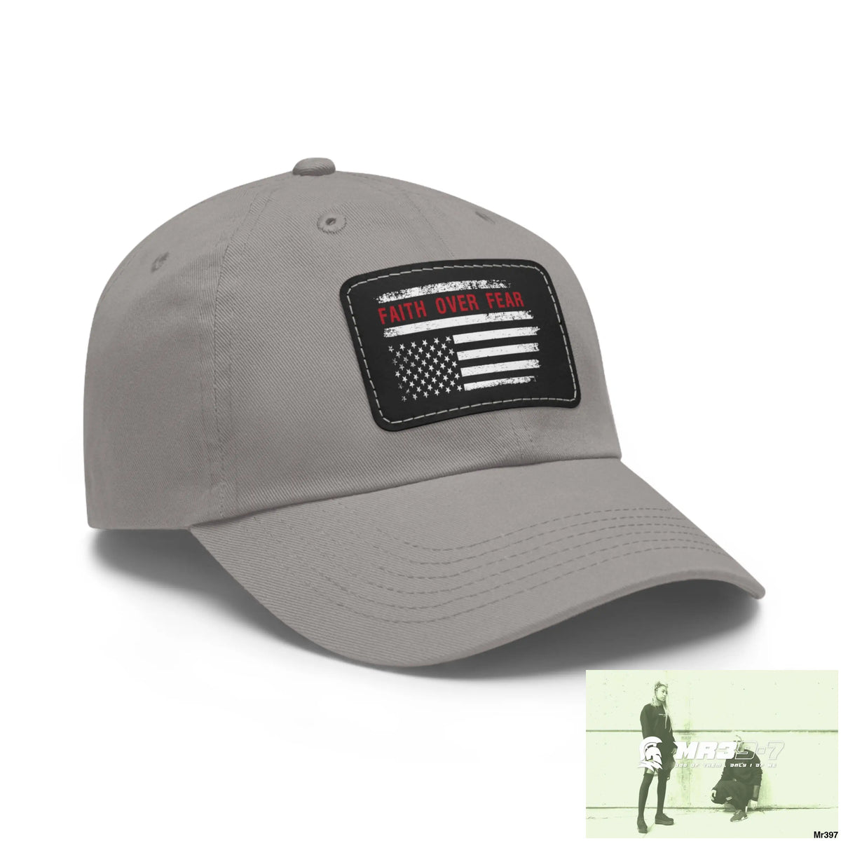 USA Faith over Fear Dad Hat with Leather Patch (Rectangle) Hats