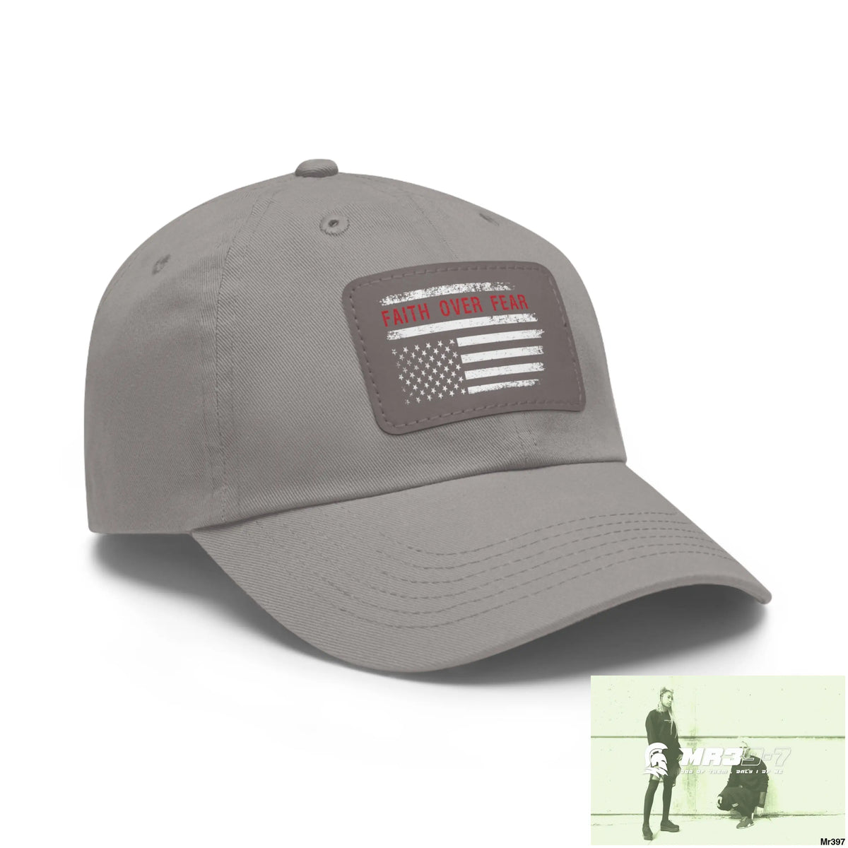 USA Faith over Fear Dad Hat with Leather Patch (Rectangle) Hats