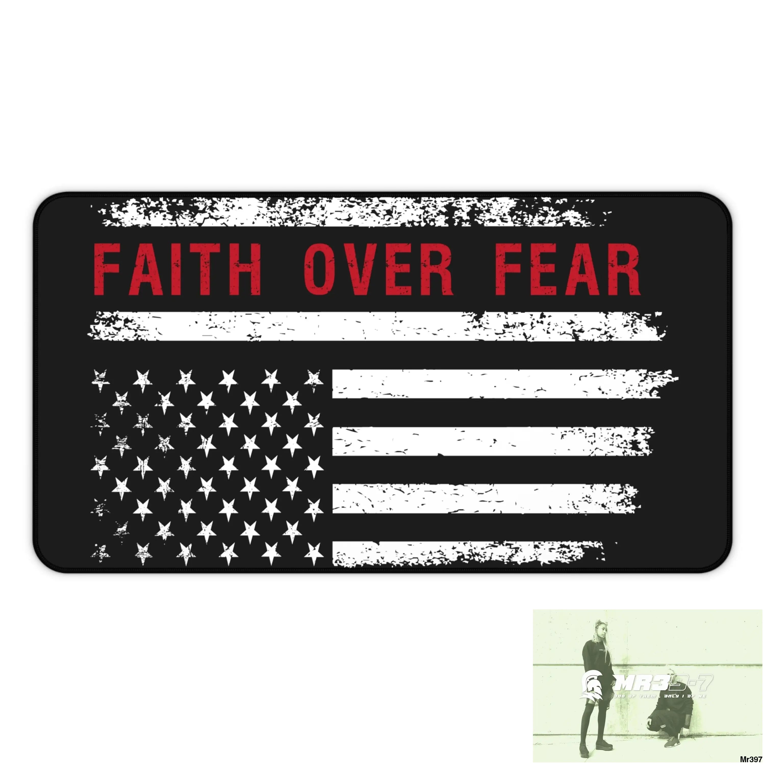 USA Faith over Fear Desk Mat 12’’ × 22’’ Home Decor