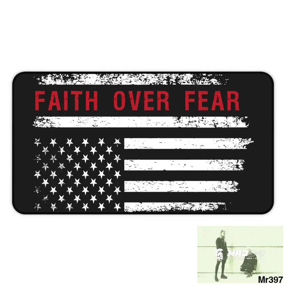 USA Faith over Fear Desk Mat 12’’ × 22’’ Home Decor