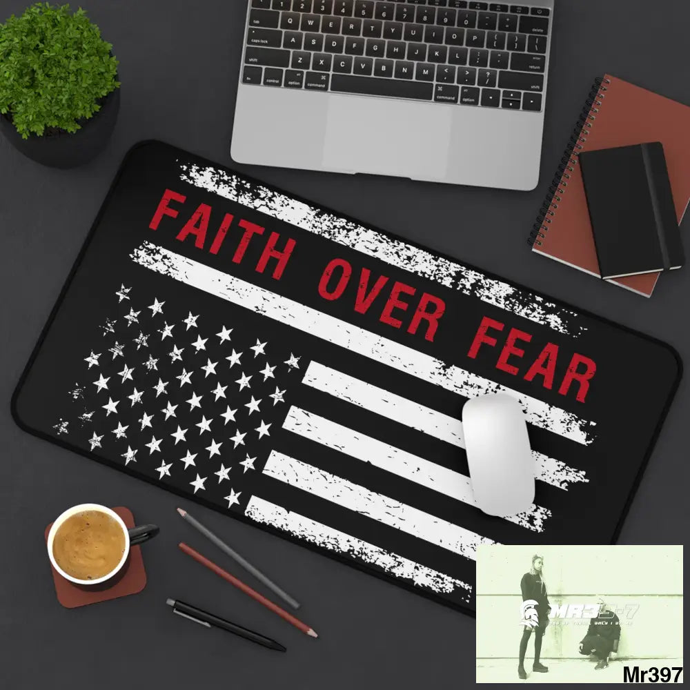 USA Faith over Fear Desk Mat Home Decor