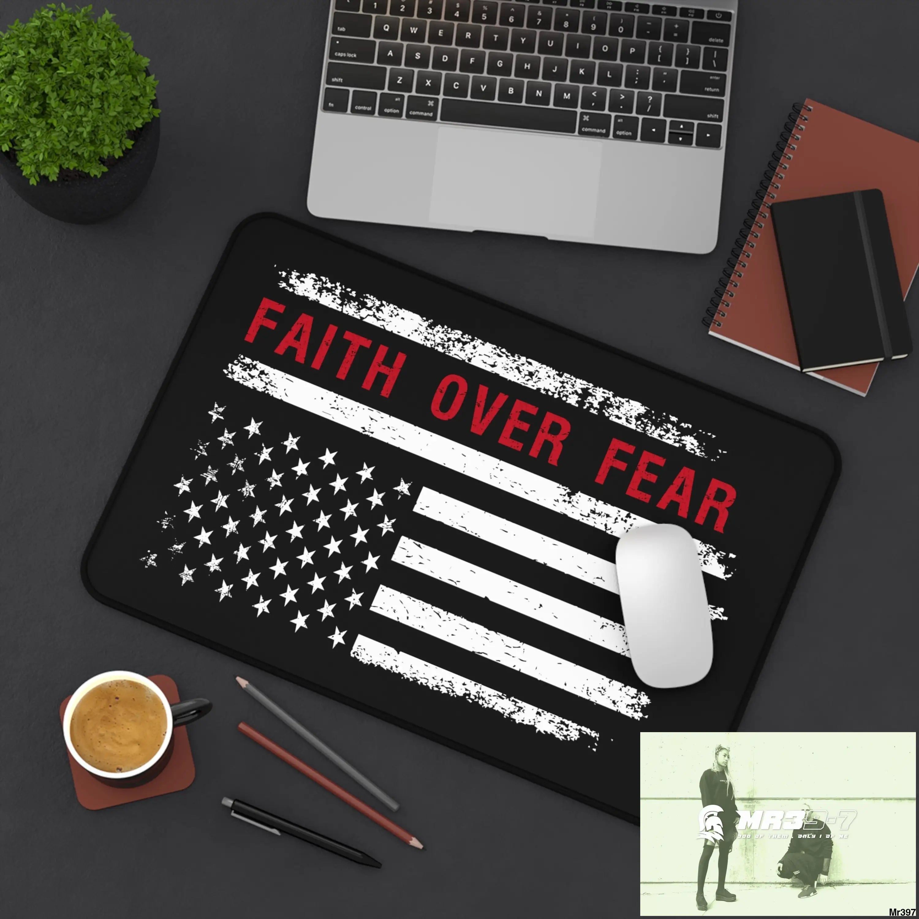 USA Faith over Fear Desk Mat Home Decor