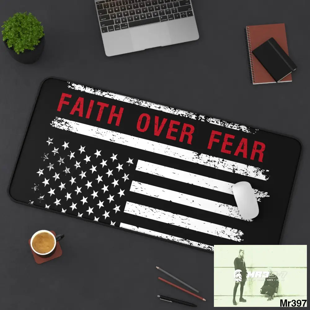USA Faith over Fear Desk Mat Home Decor