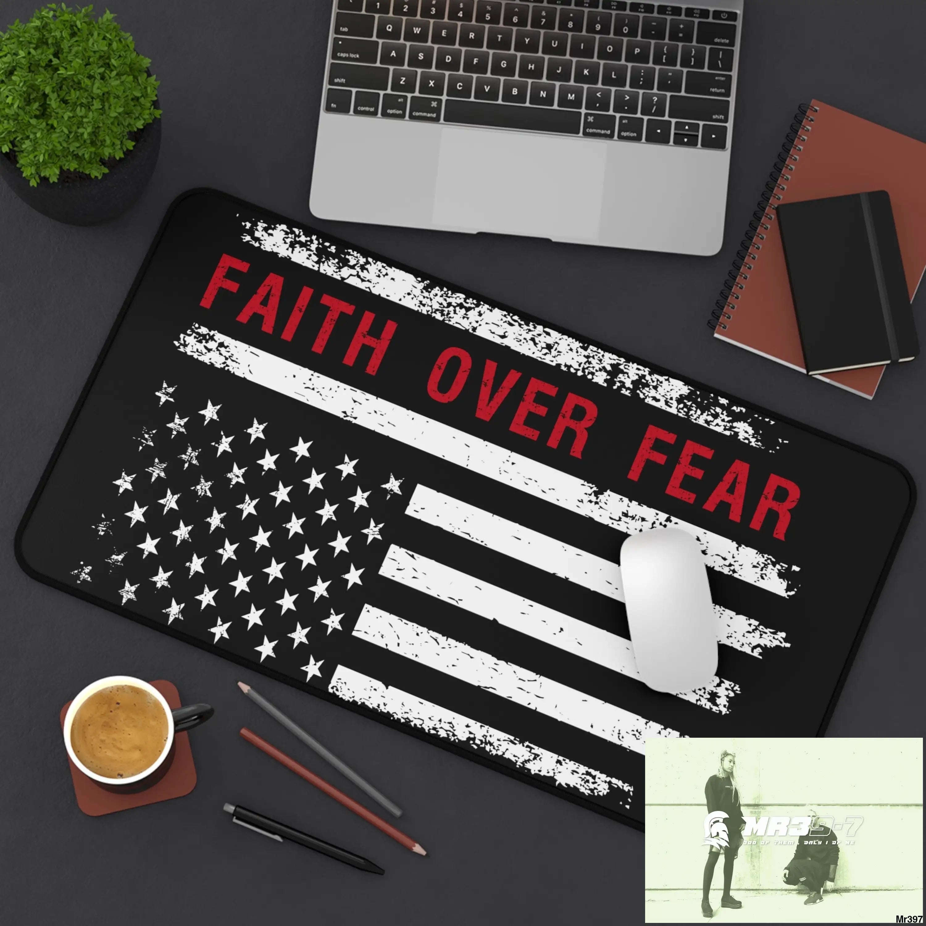 USA Faith over Fear Desk Mat Home Decor