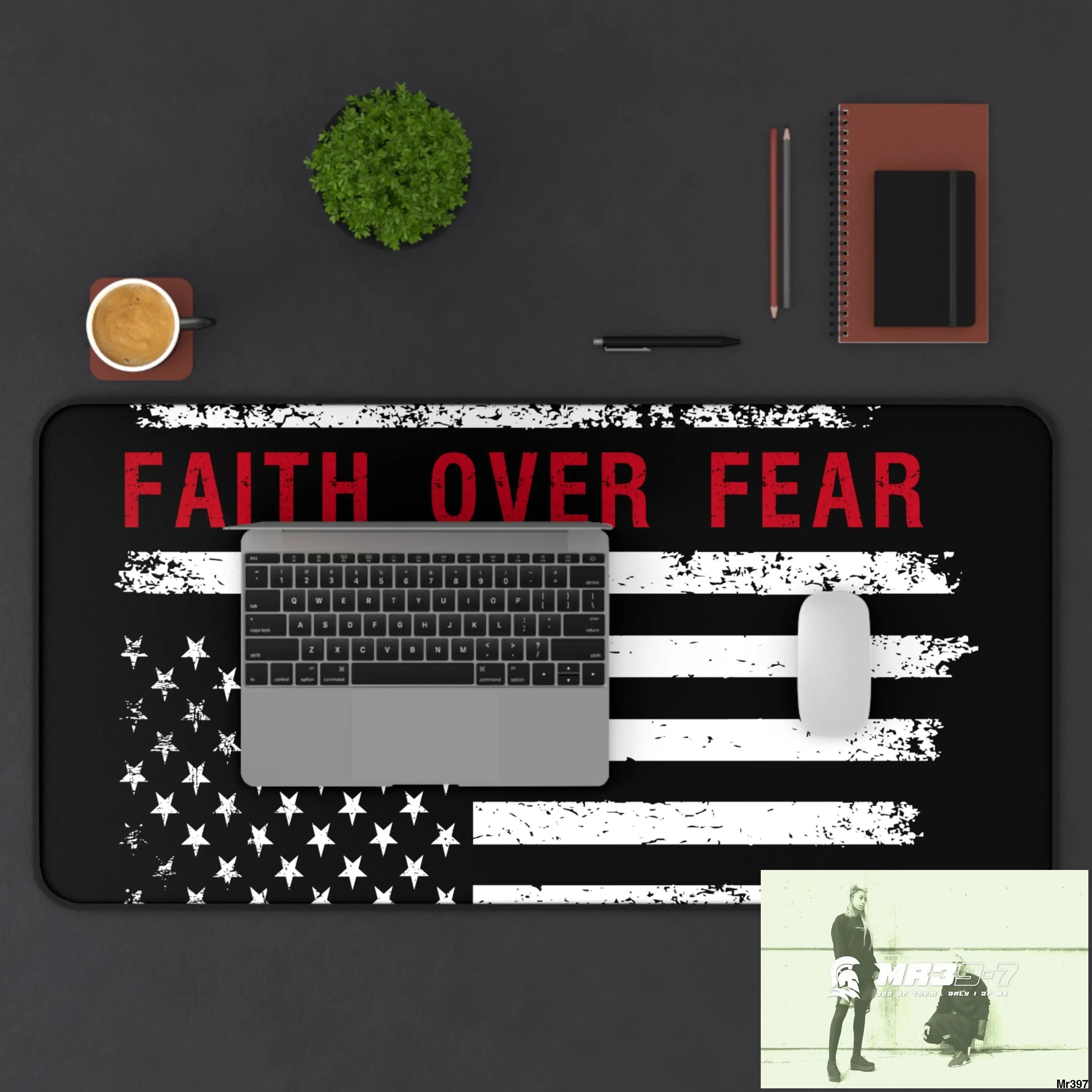 USA Faith over Fear Desk Mat Home Decor