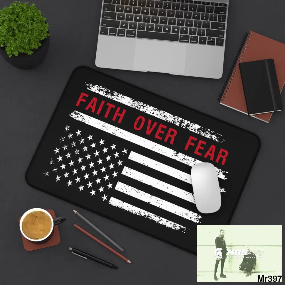 USA Faith over Fear Desk Mat Home Decor