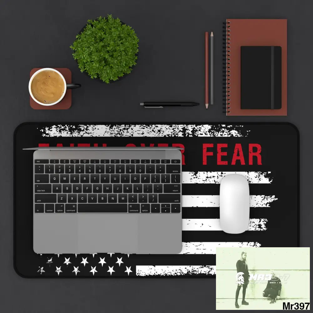 USA Faith over Fear Desk Mat Home Decor