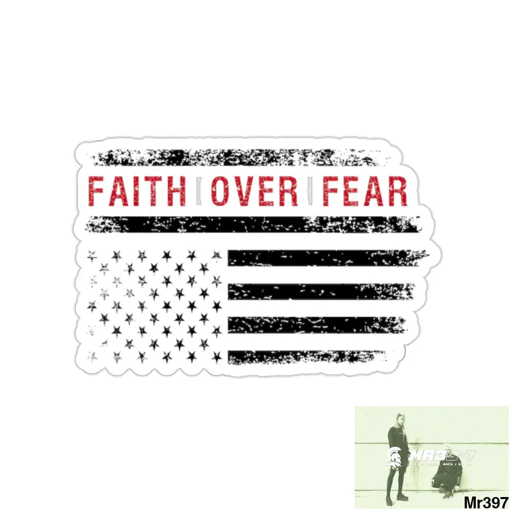 USA Faith over Fear Kiss-Cut Stickers 2’’ × 2’’ / White Paper products