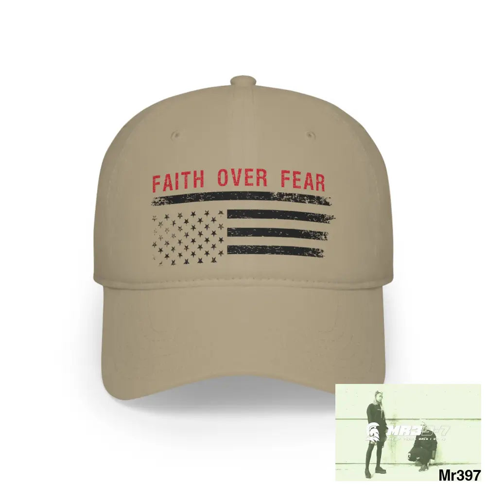 USA Faith over Fear Low Profile Baseball Cap Khaki / One size Hats