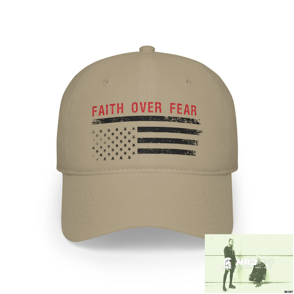USA Faith over Fear Low Profile Baseball Cap Khaki / One size Hats