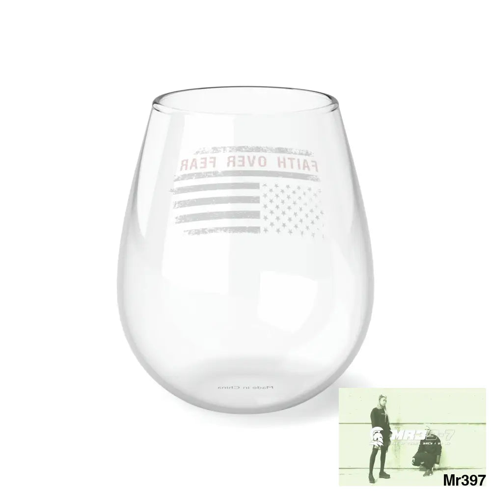USA Faith Over Fear Stemless Wine Glass 11.75oz 11.75oz Mug
