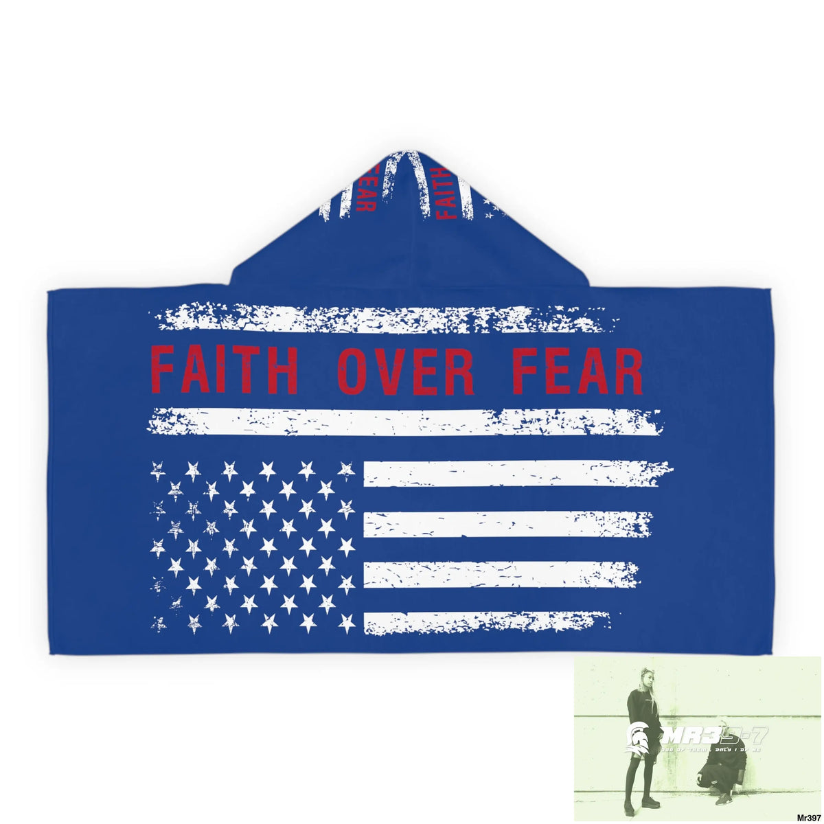 USA Faith over Fear Youth Hooded Towel 24’’ × 48’’ All Over Prints