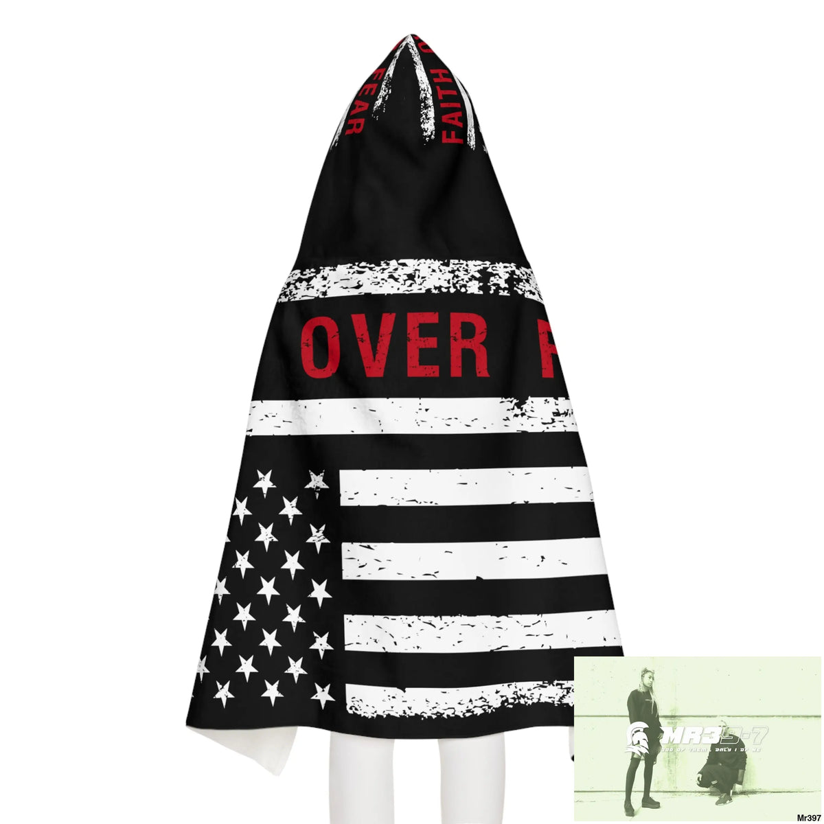 USA Faith over Fear Youth Hooded Towel 24’’ × 48’’ All Over Prints