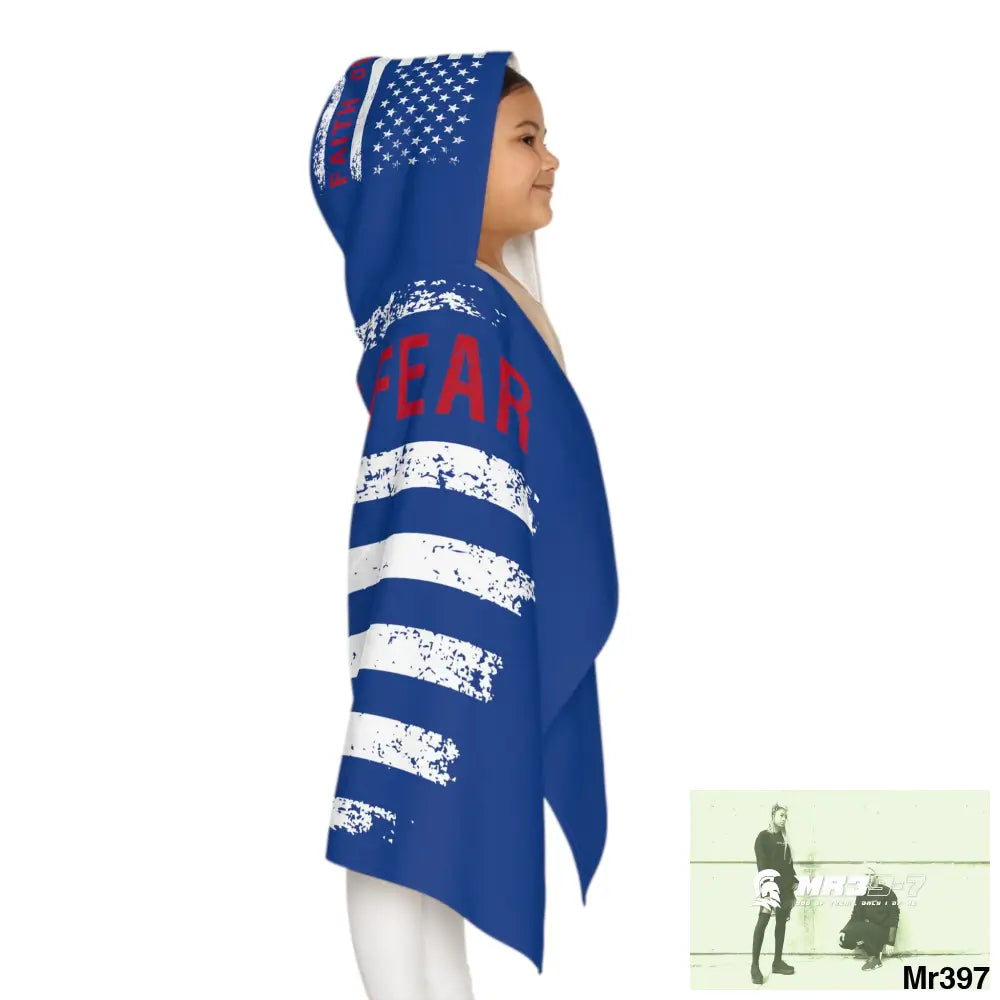 USA Faith over Fear Youth Hooded Towel 24’’ × 48’’ All Over Prints