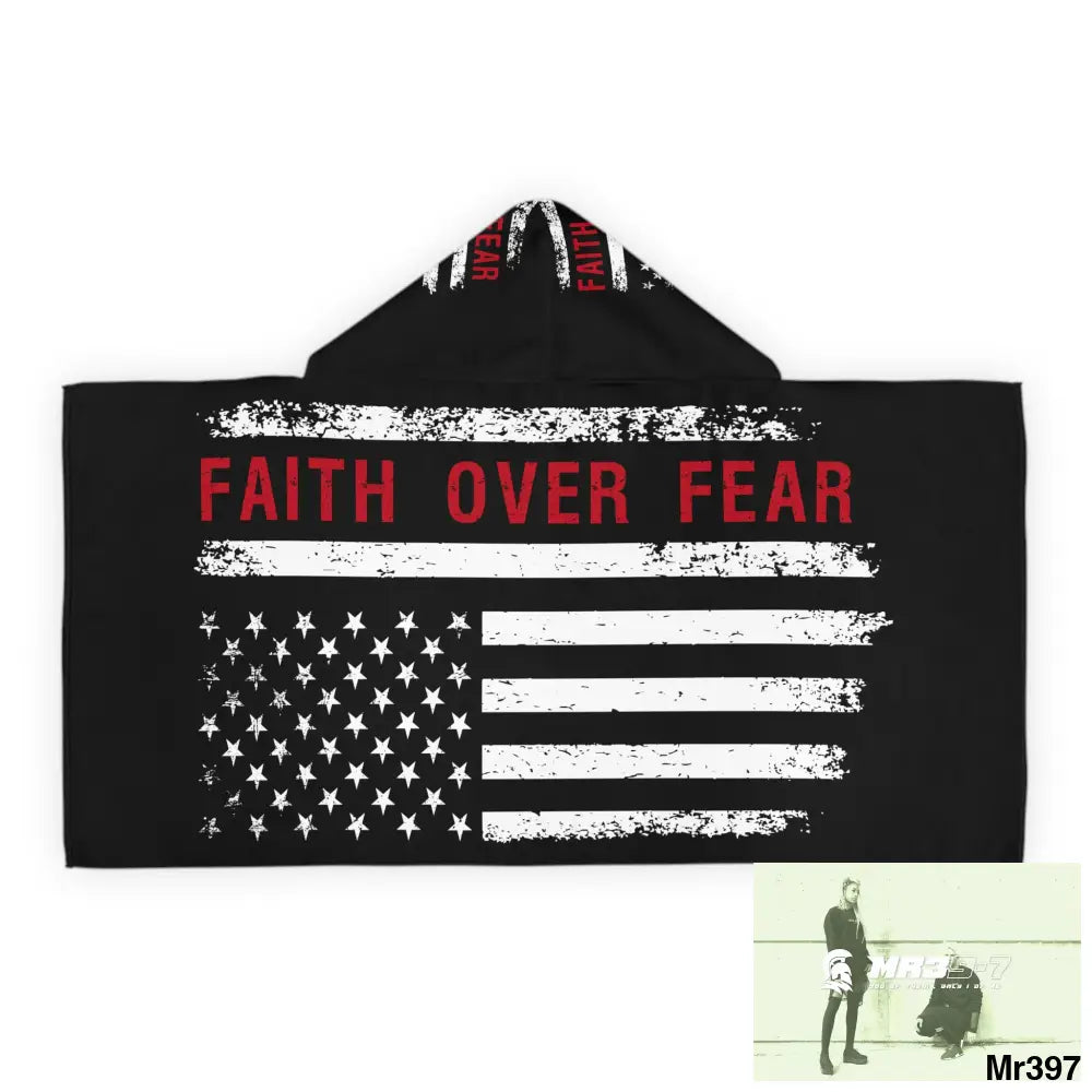 USA Faith over Fear Youth Hooded Towel 24’’ × 48’’ All Over Prints