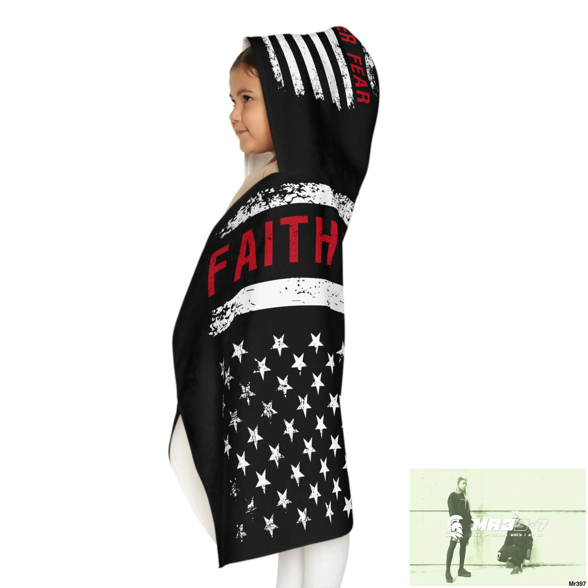 USA Faith over Fear Youth Hooded Towel 24’’ × 48’’ All Over Prints