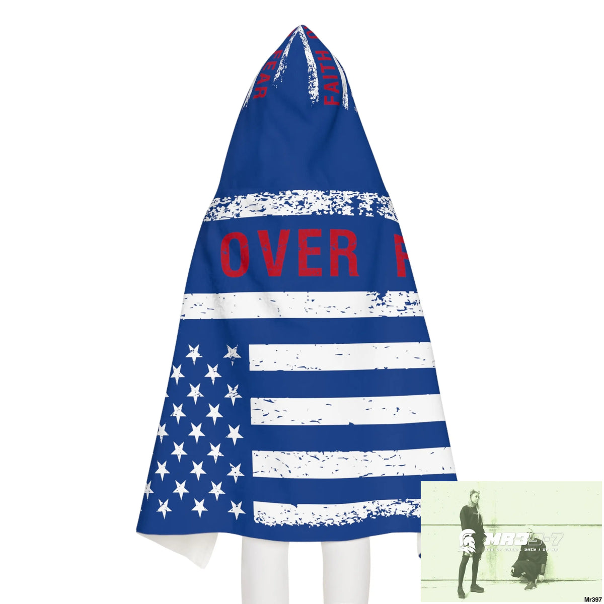 USA Faith over Fear Youth Hooded Towel 24’’ × 48’’ All Over Prints
