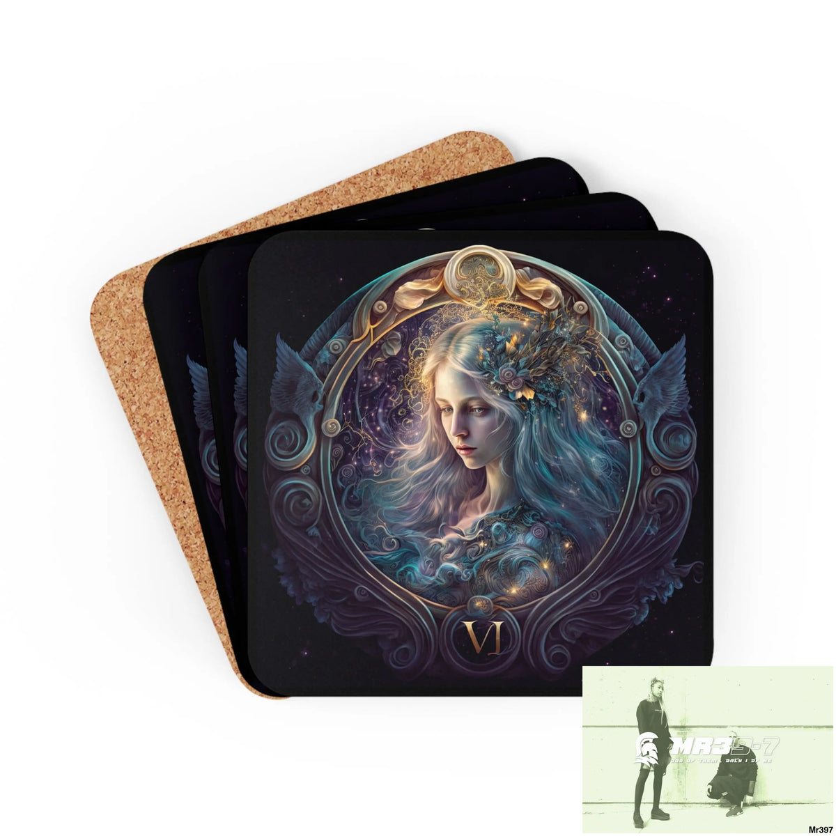 Virgo Zodiac Coaster Set Cork / 3.75’’ × 3.75’’ / Square Home Decor
