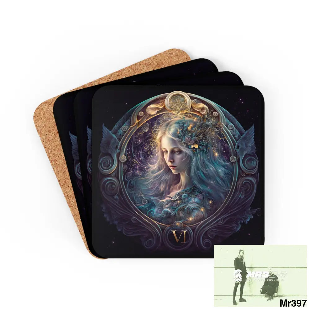 Virgo Zodiac Coaster Set Cork / 3.75’’ × 3.75’’ / Square Home Decor